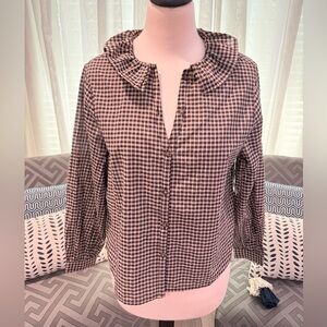 Old Navy Black and White Checkered Button Down Shirt, NWT
